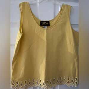 Bob Mackie Yellow Scalloped Hem Tank Top